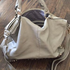 Cream shoulder bag with studded gold detail